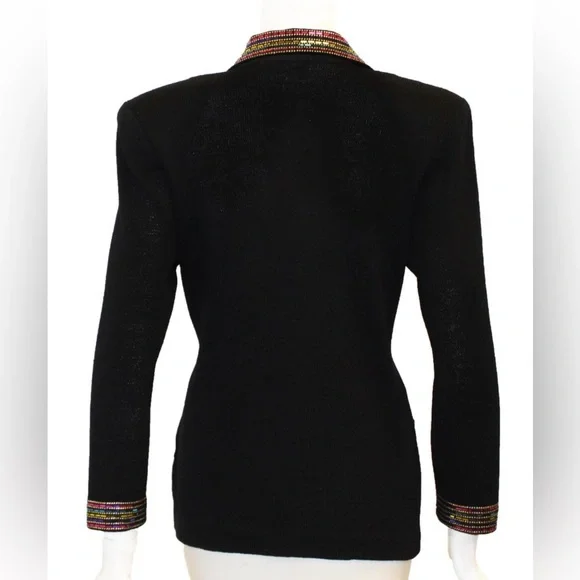 St John Evening Gorgeous Jacket black with multicolored paillettes pockets Sz 6 - Picture 4 of 12
